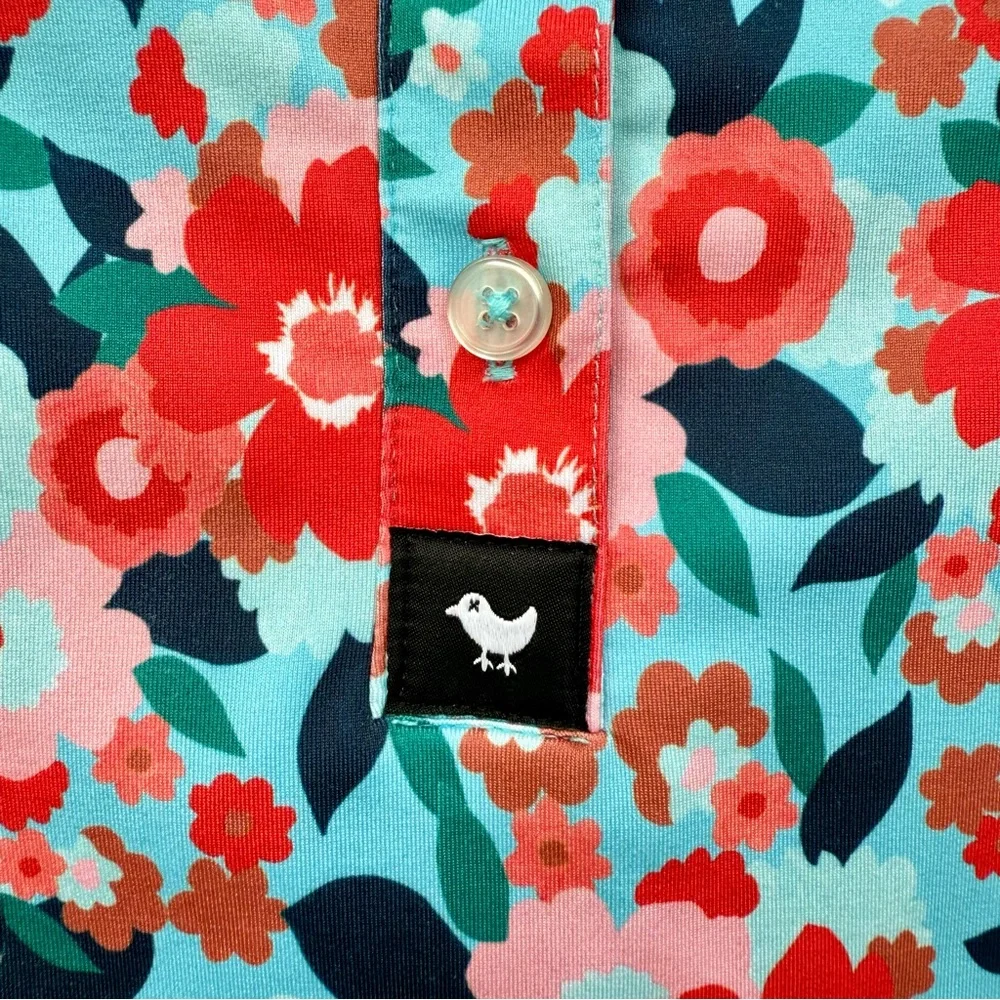 Bad Birdie Sleeveless Floral Golf Polo XL - Picture 2 of 4